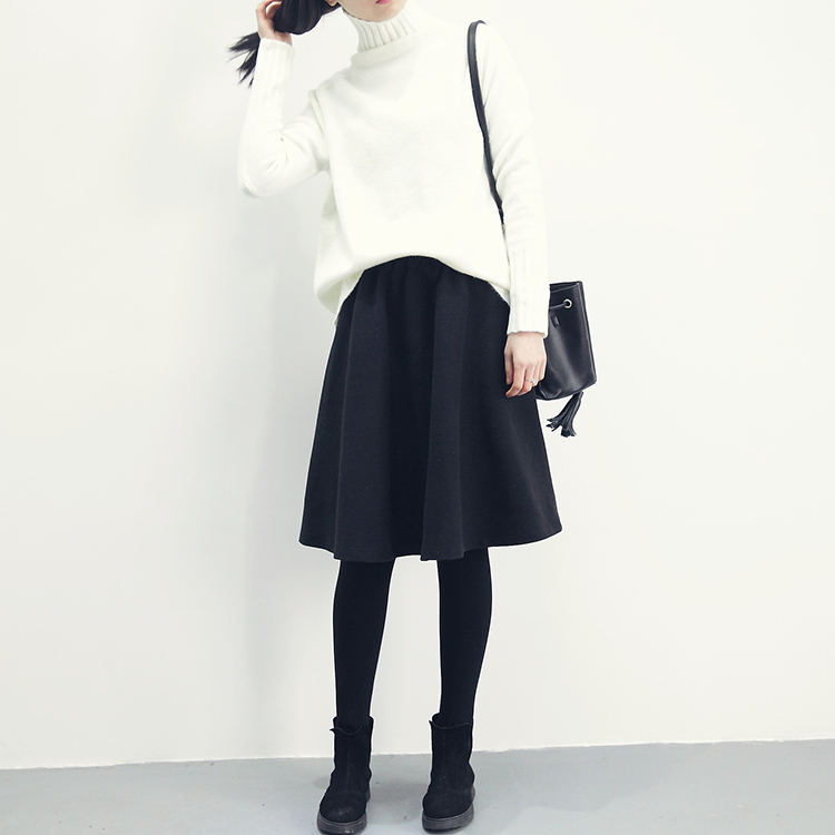 Made jay a line flared banding midi wool skirt aut