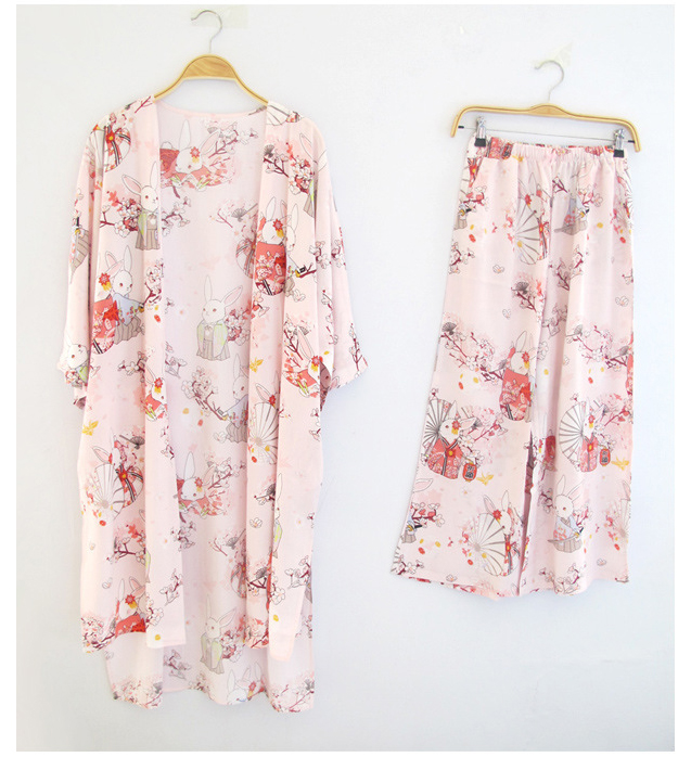 Imported cotton kimono robe sweet sexy piece pajam