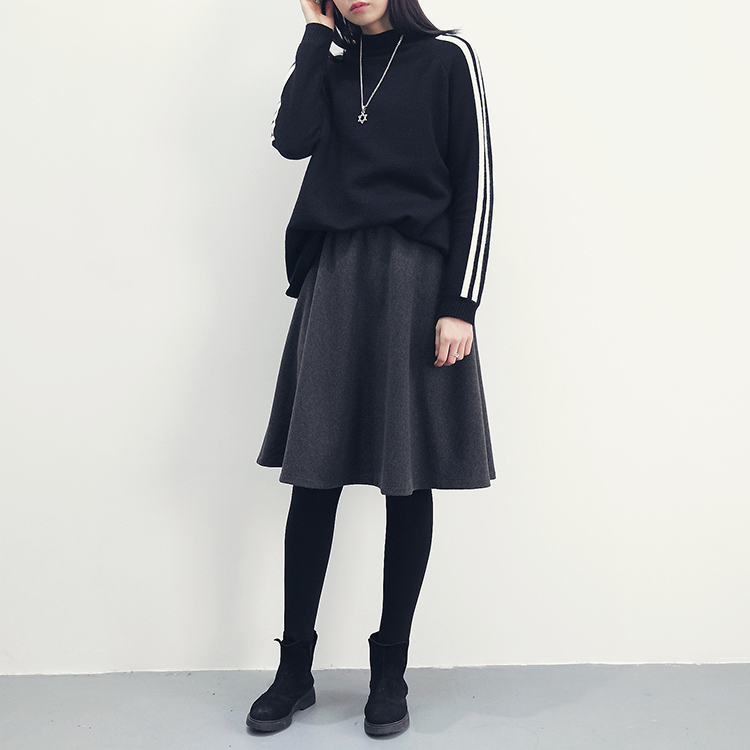 Made jay a line flared banding midi wool skirt aut