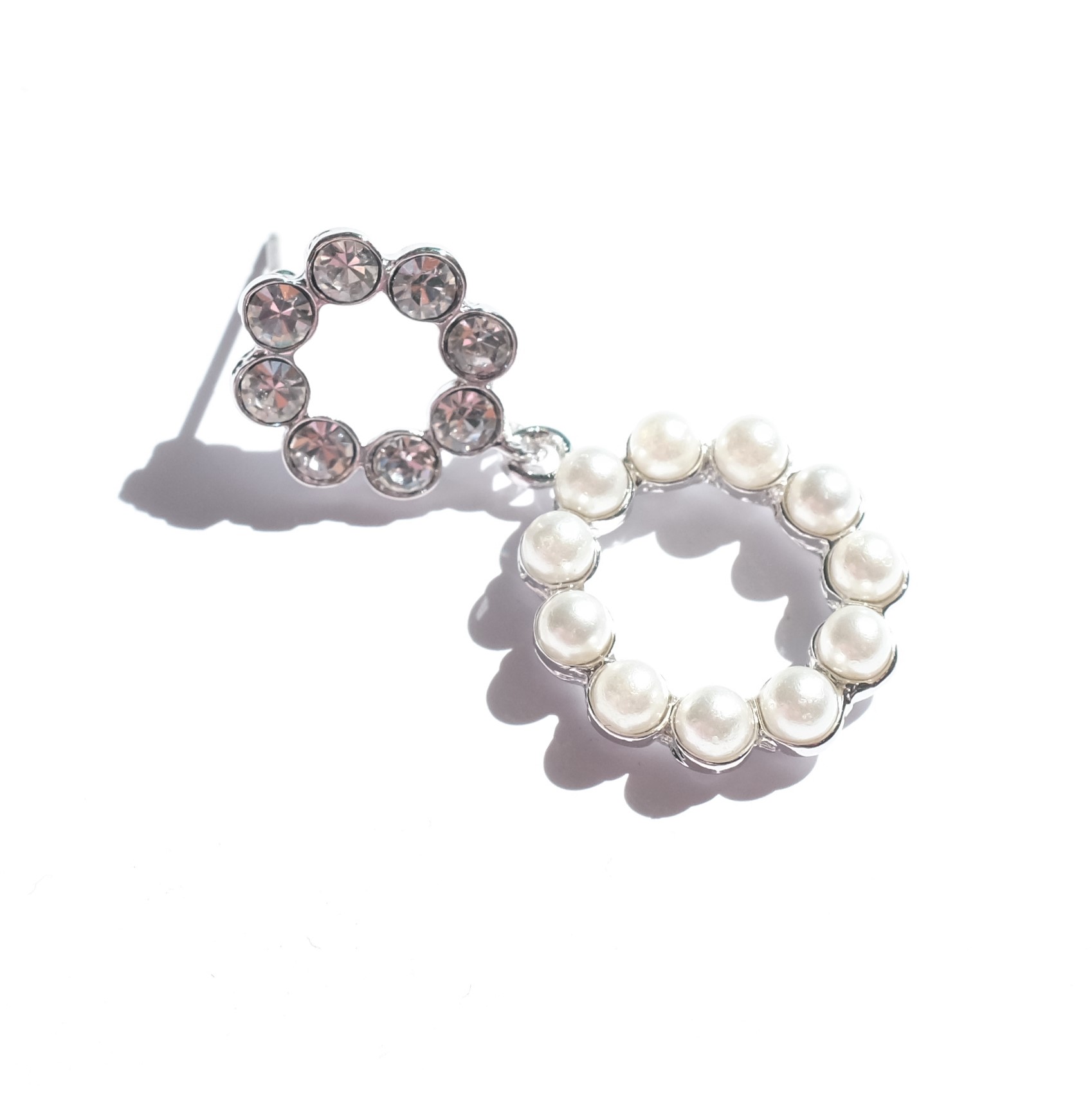 Pearl Cubic Drop Shape Drop Earring Sparkling Spar