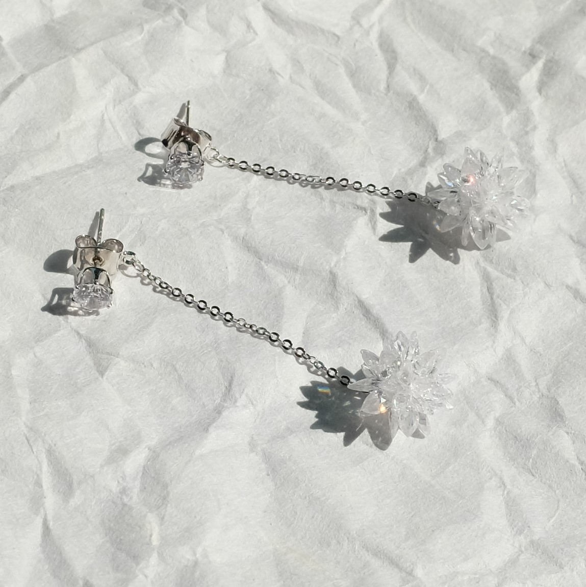 Snowflake Drop Earrings Silver Spit Wedding Look L