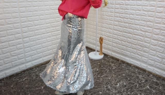 Sequin Sparkling Long Skirt Luxurious festive fash