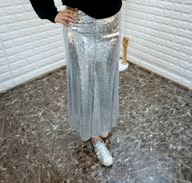 Sequin Sparkling Long Skirt Luxurious festive fash