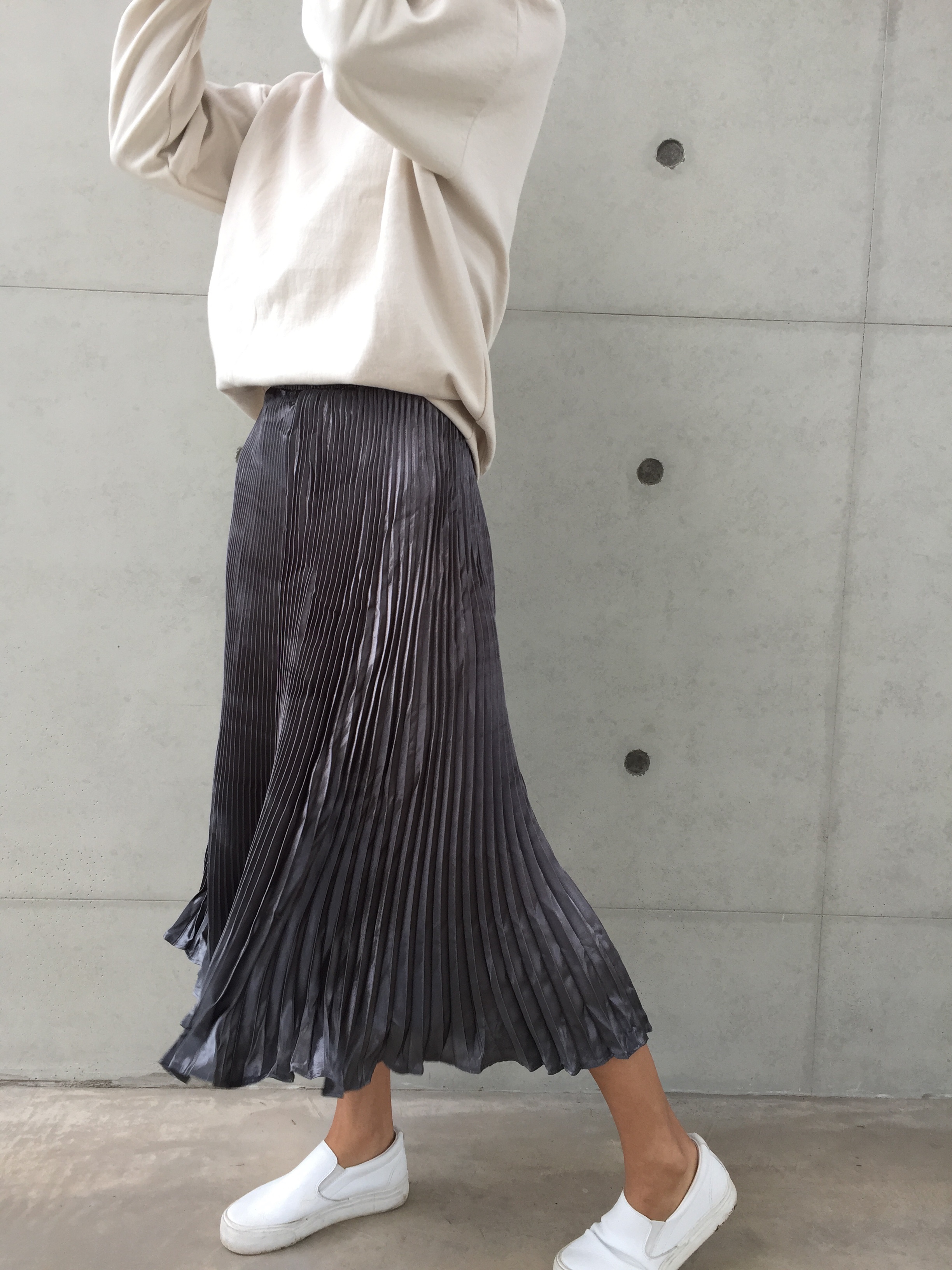 Long-Bending Metal Pleated Skirts Wrinkled Cute Si