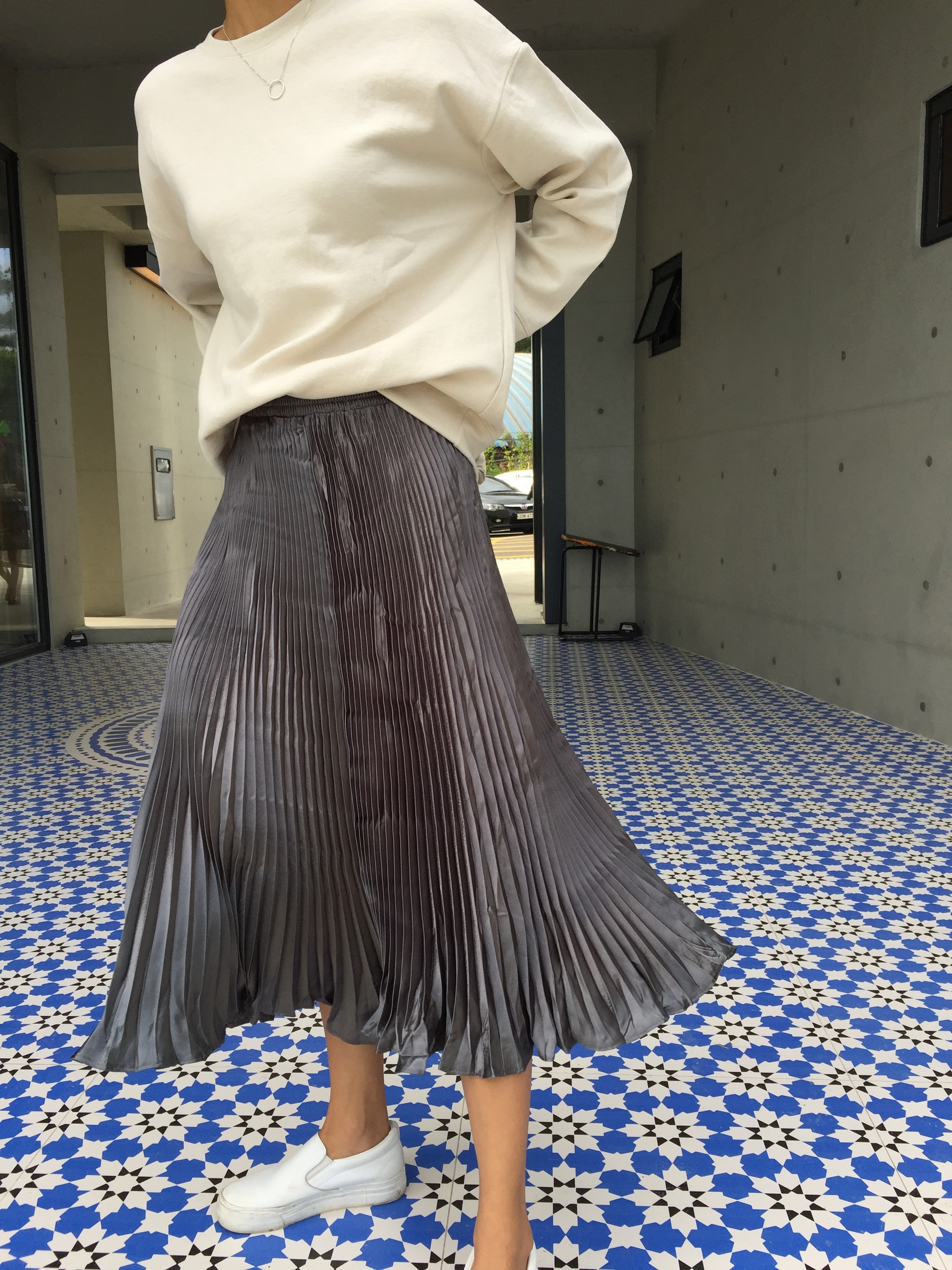Long-Bending Metal Pleated Skirts Wrinkled Cute Si