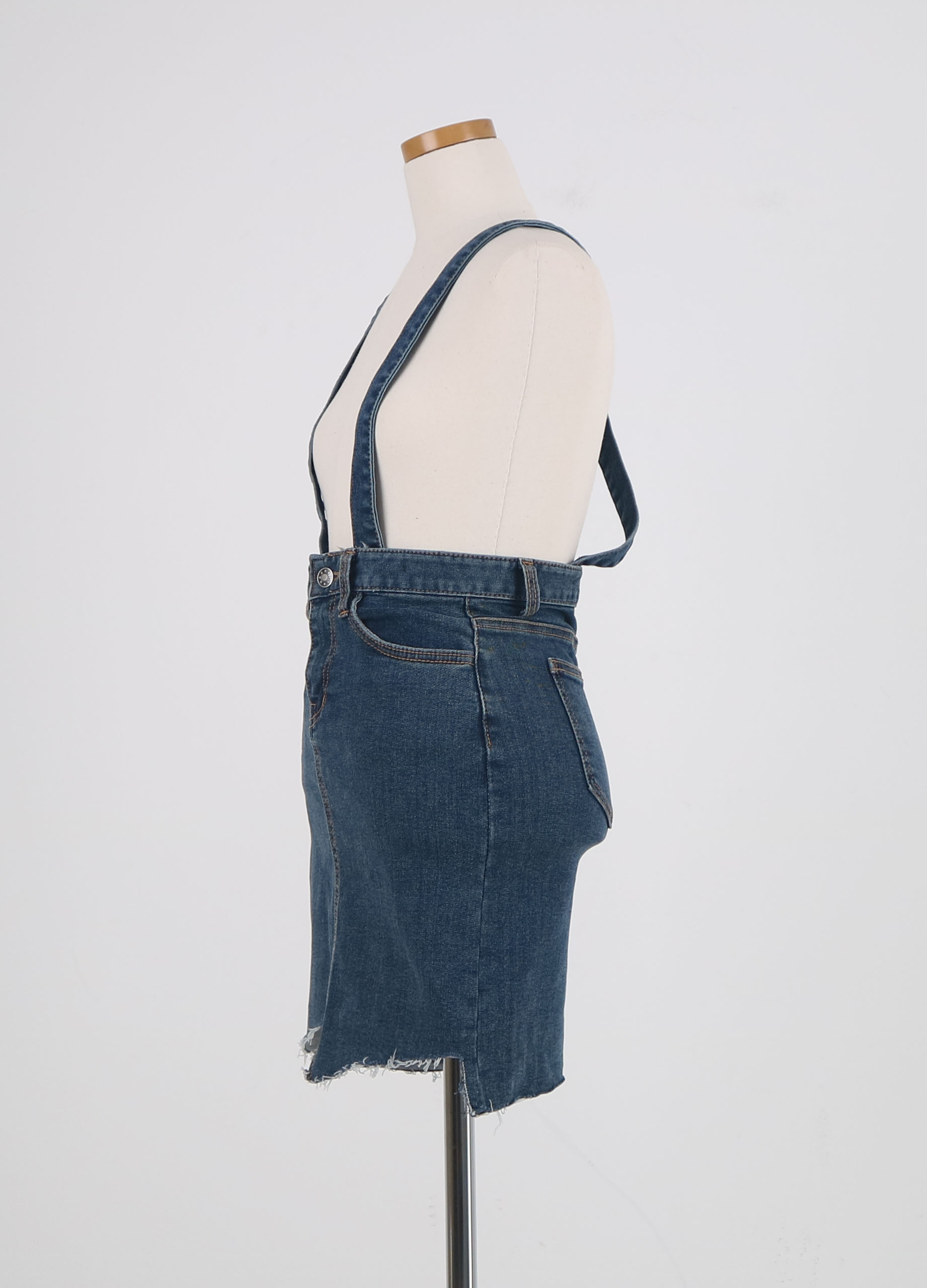 Denim Skirt Span Mini suspenders Cheongsam Pretty 