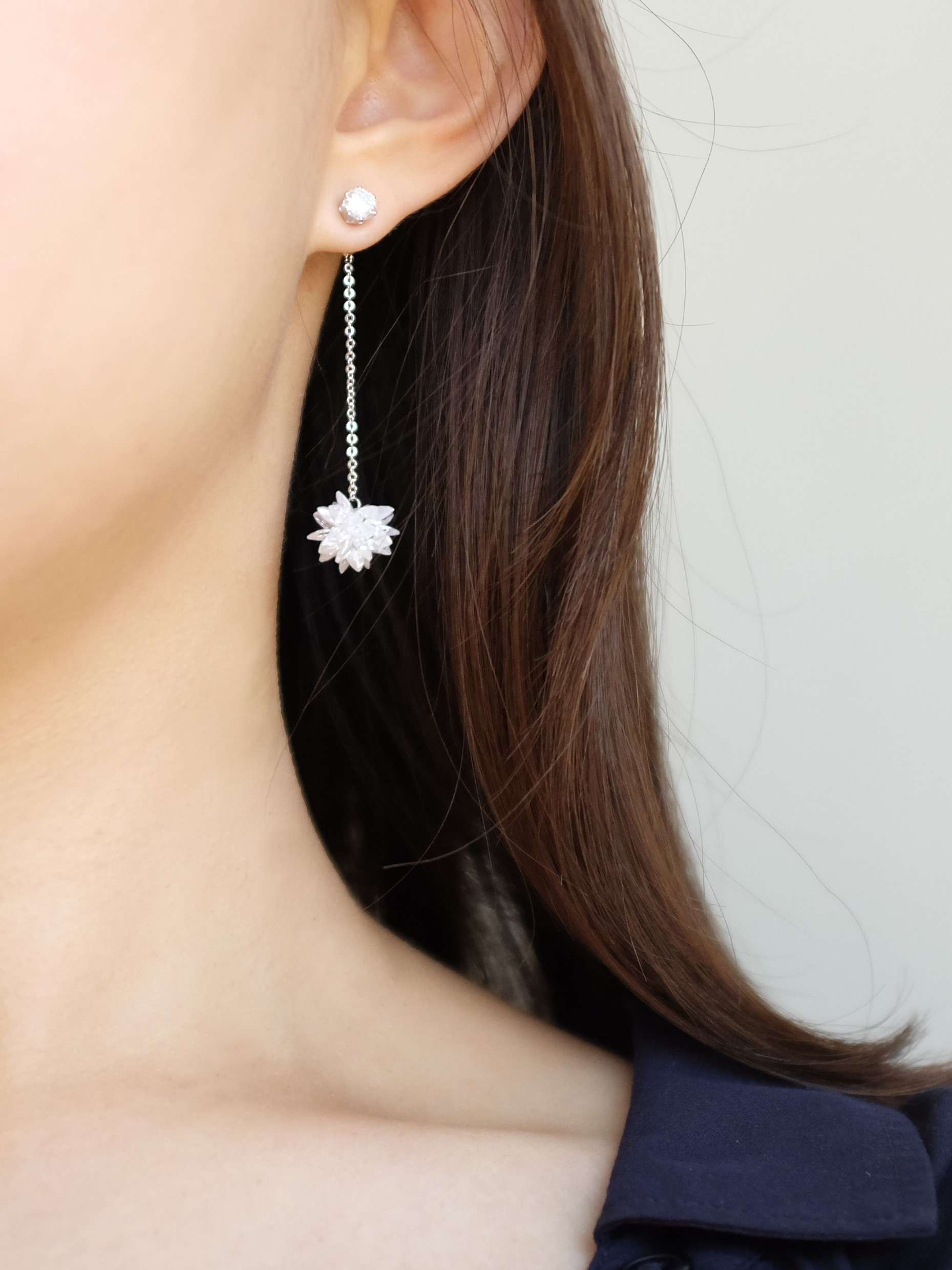 Snowflake Drop Earrings Silver Spit Wedding Look L