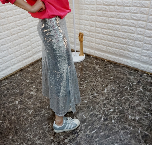 Sequin Sparkling Long Skirt Luxurious festive fash