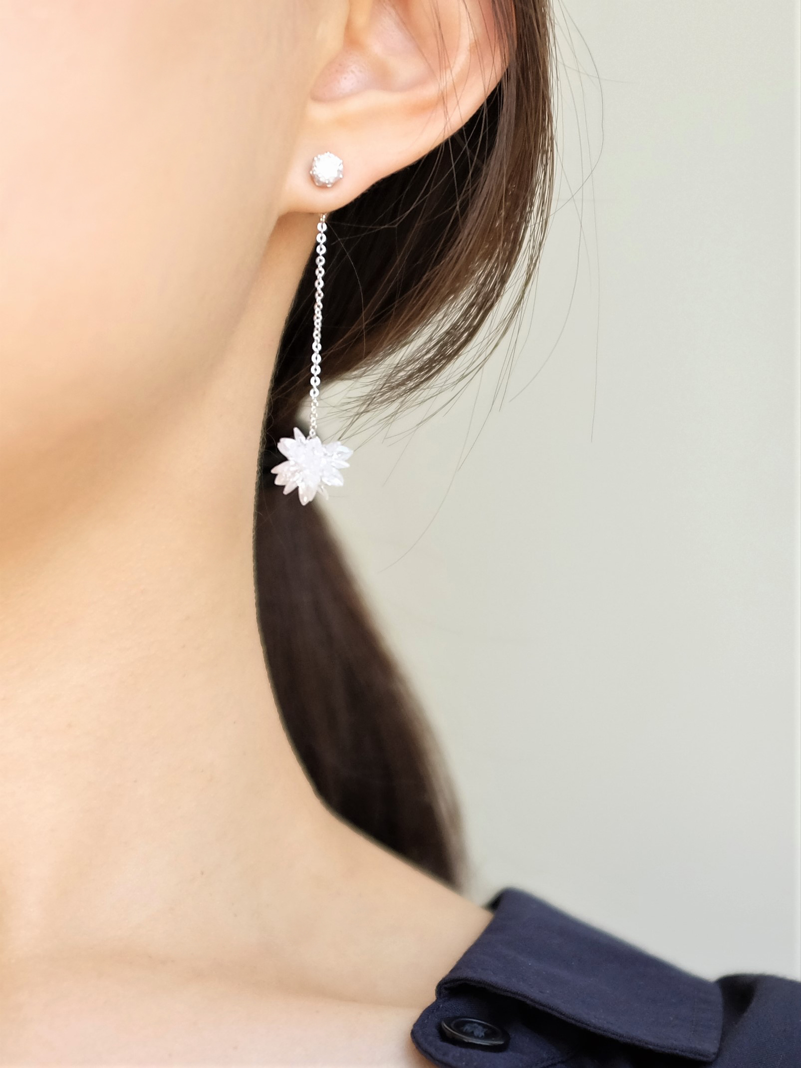 Snowflake Drop Earrings Silver Spit Wedding Look L