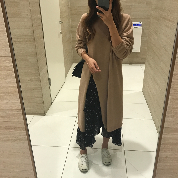 Flower Chiffon Long Skirt Cody Autumn Daily Look R