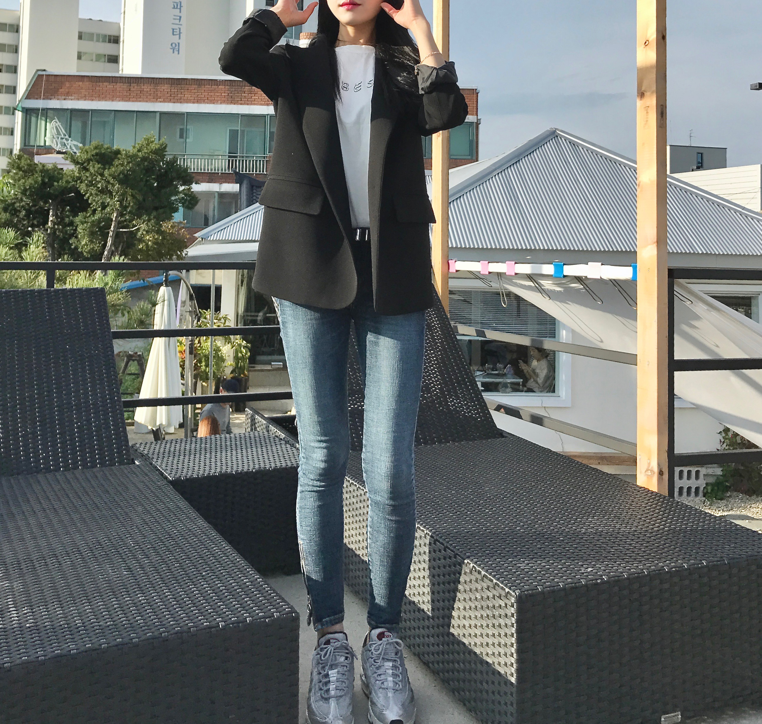 Korea Jeans Pants Slim Washing Side Zipper Jean Sk