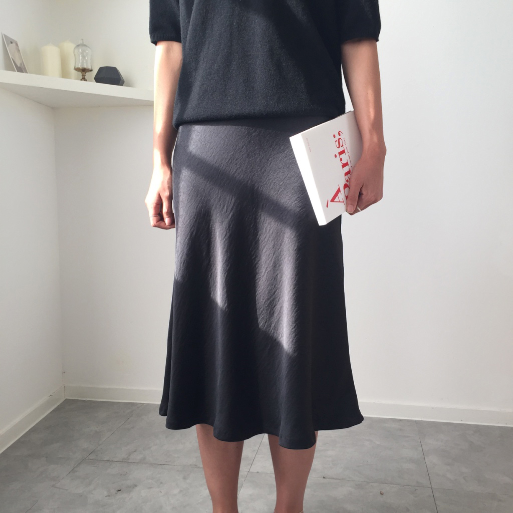 Satin Mermaid Midi Long Skirt 3color Silk Silky Fl