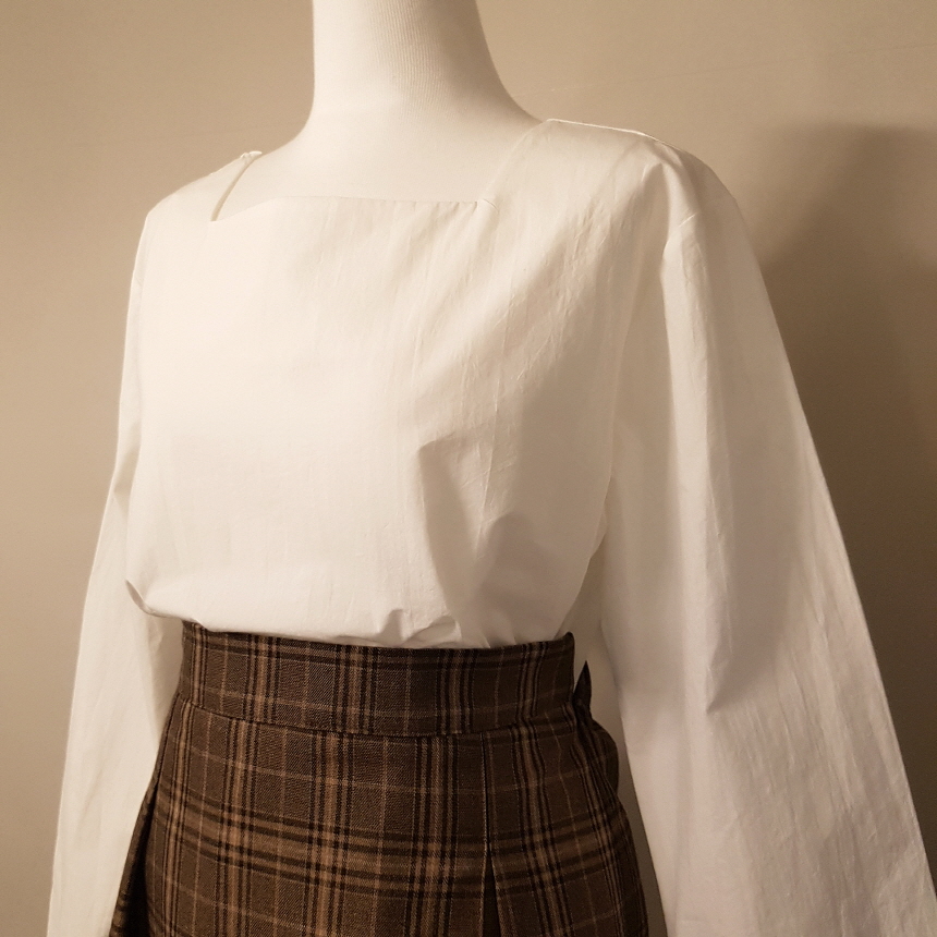 Sleeveless ribbon square neck blouse 3color Fall s