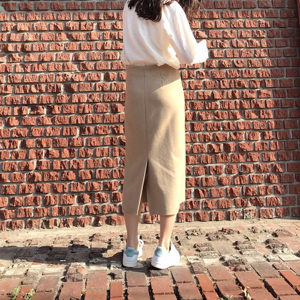 Vegetable wool long skirt Skirt Beige French Sik