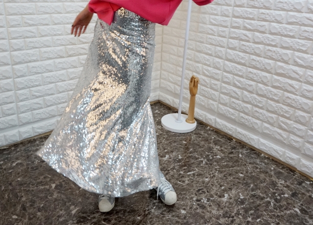 Sequin Sparkling Long Skirt Luxurious festive fash