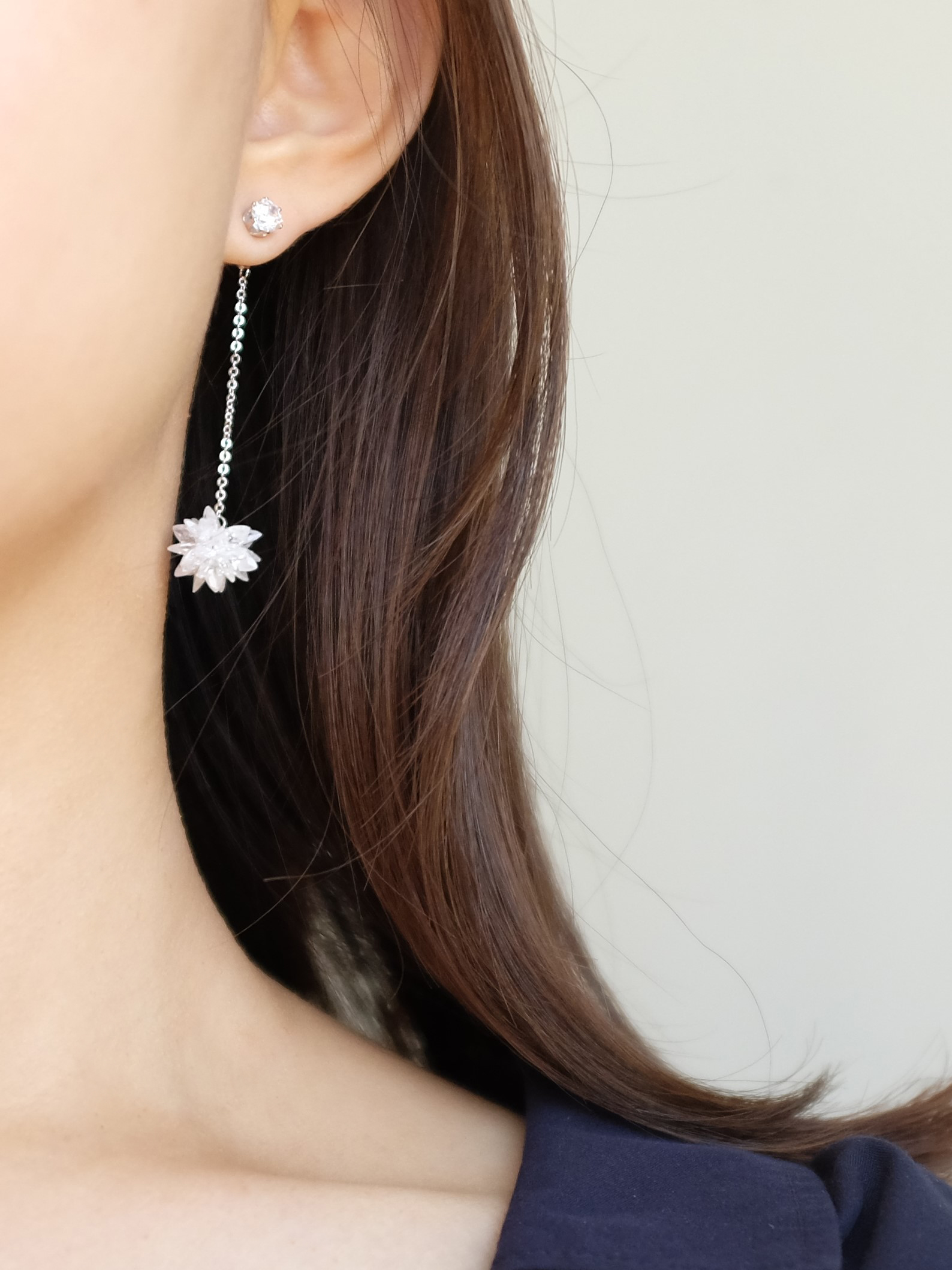 Snowflake Drop Earrings Silver Spit Wedding Look L