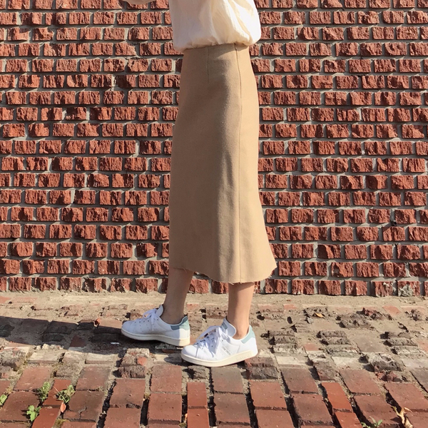 Vegetable wool long skirt Skirt Beige French Sik