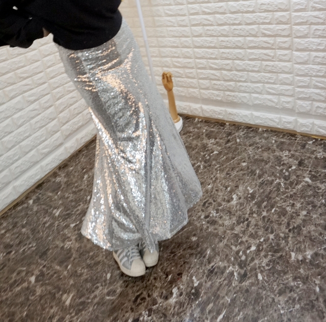 Sequin Sparkling Long Skirt Luxurious festive fash