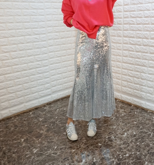 Sequin Sparkling Long Skirt Luxurious festive fash