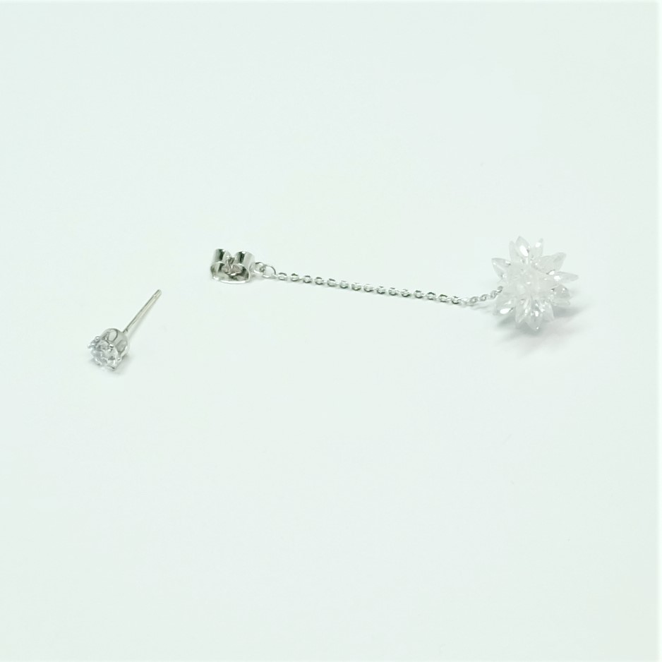 Snowflake Drop Earrings Silver Spit Wedding Look L