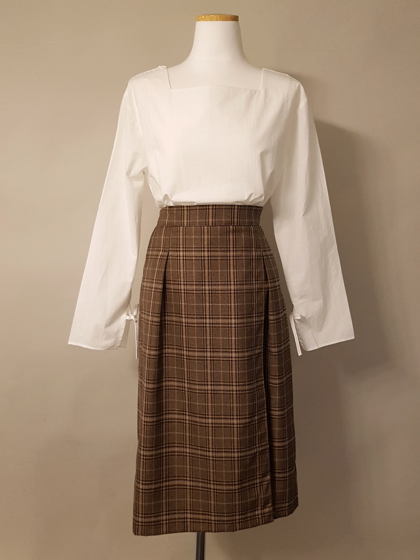 Sleeveless ribbon square neck blouse 3color Fall s