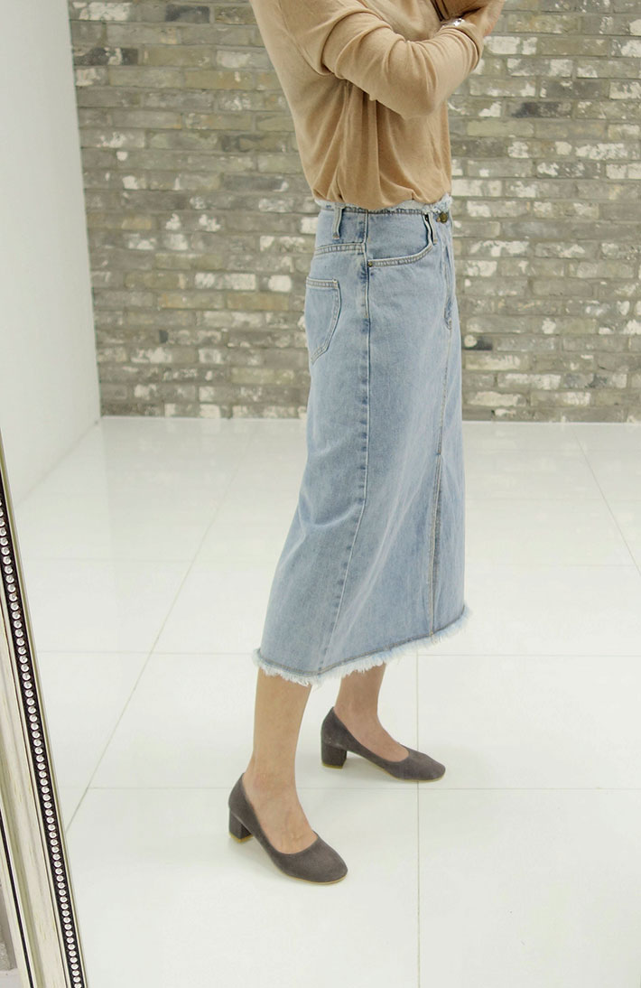 Vintage A-line denim long skirt tidy, stylish cute