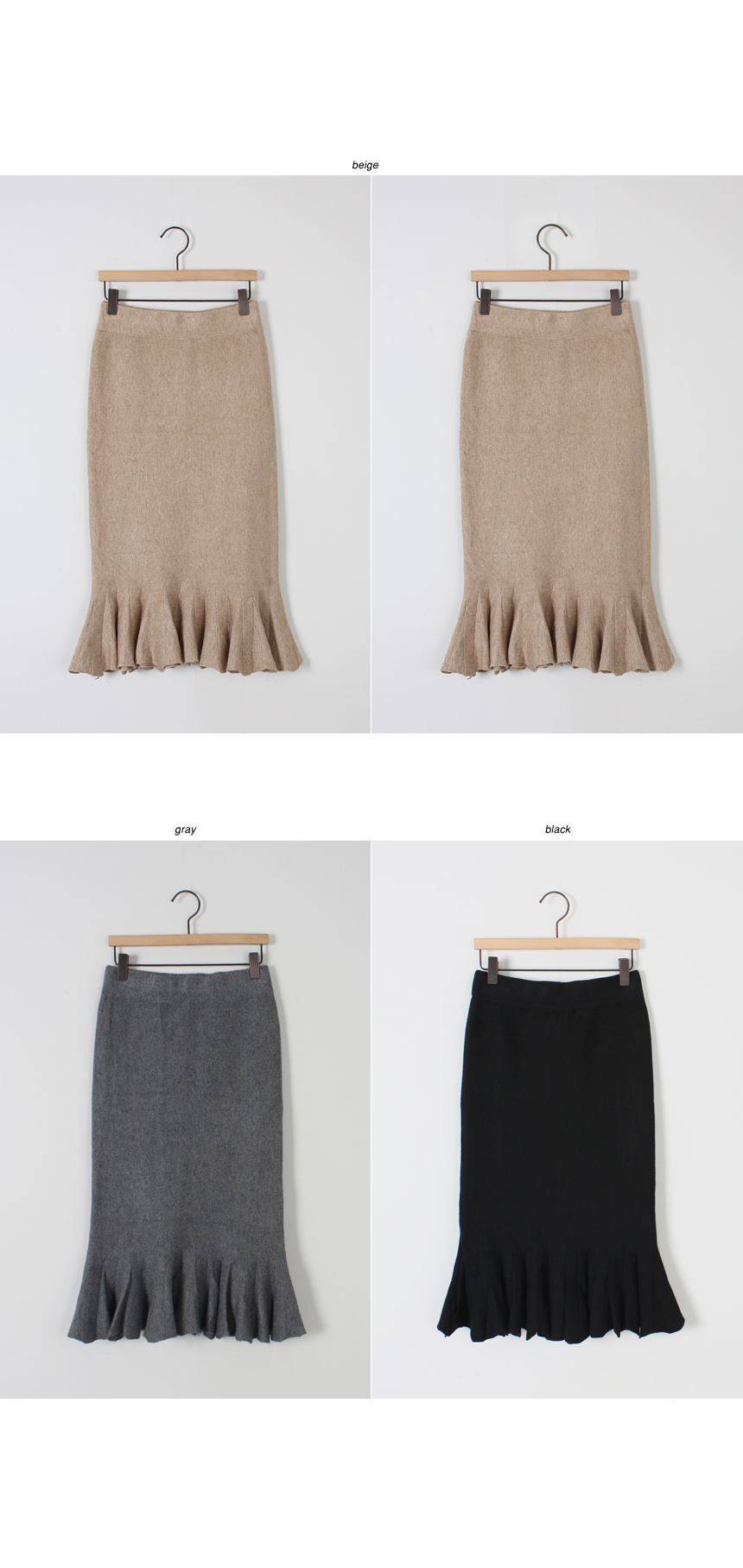 Pleated Bending Knit Skirt - Flare Long Gol Mermai