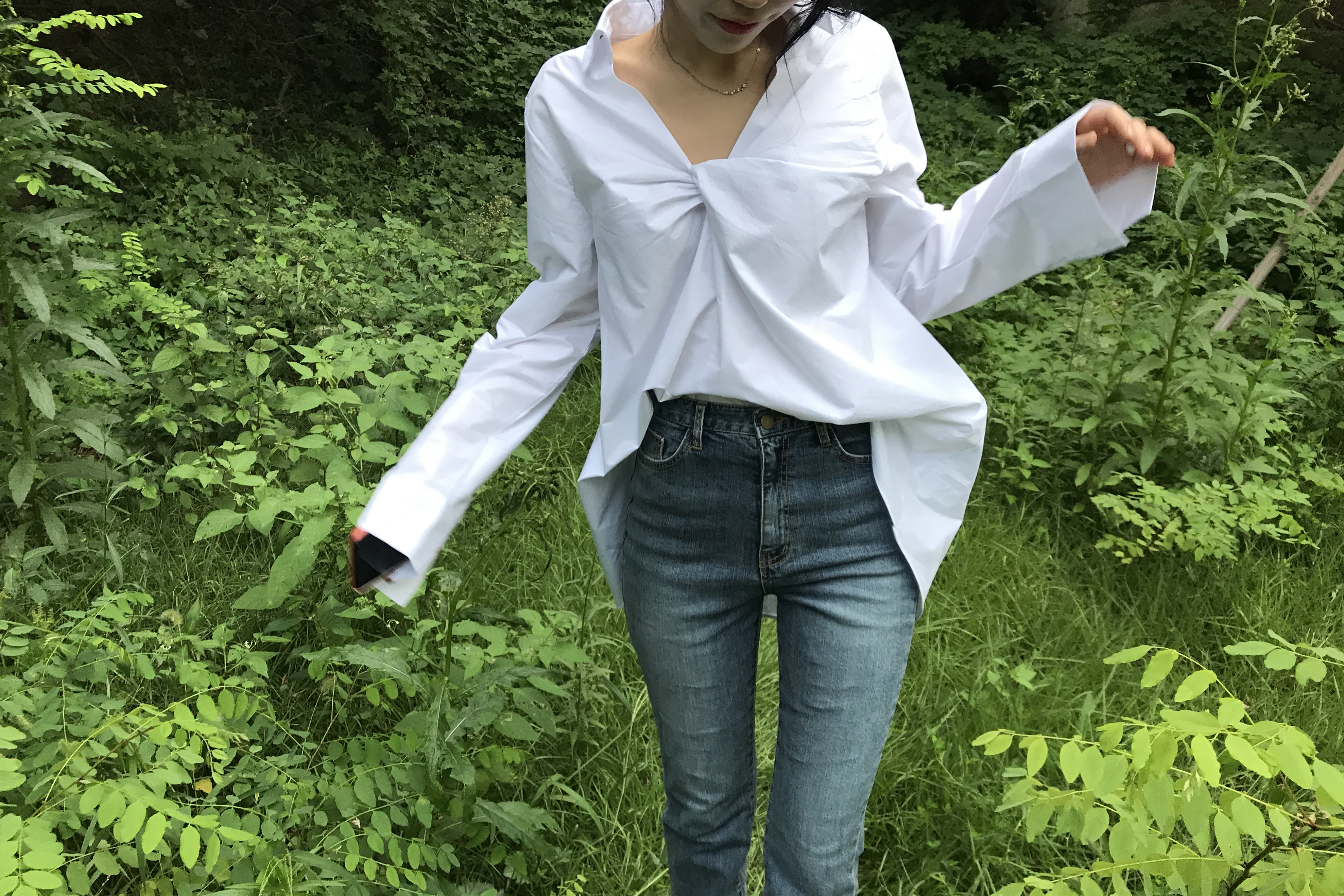 Between green twist shirt loose vivid year-end mee