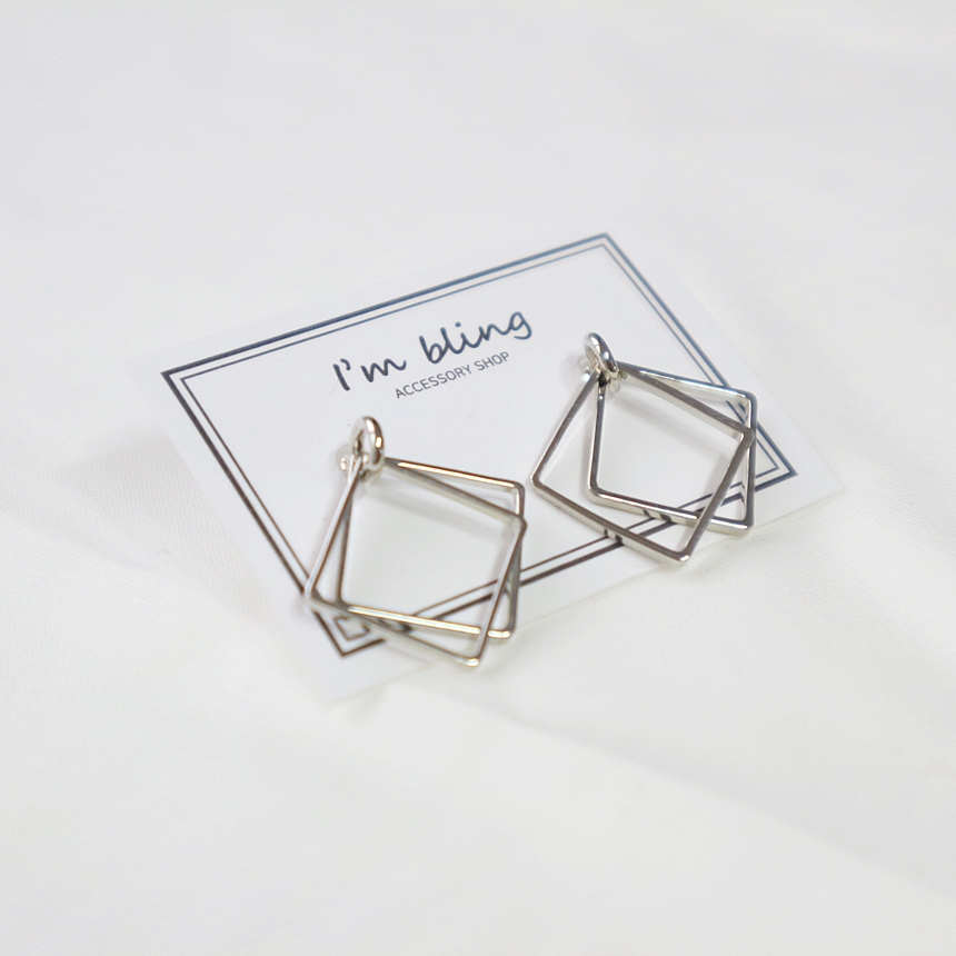 Simple layered earrings Silver Daily accessories R