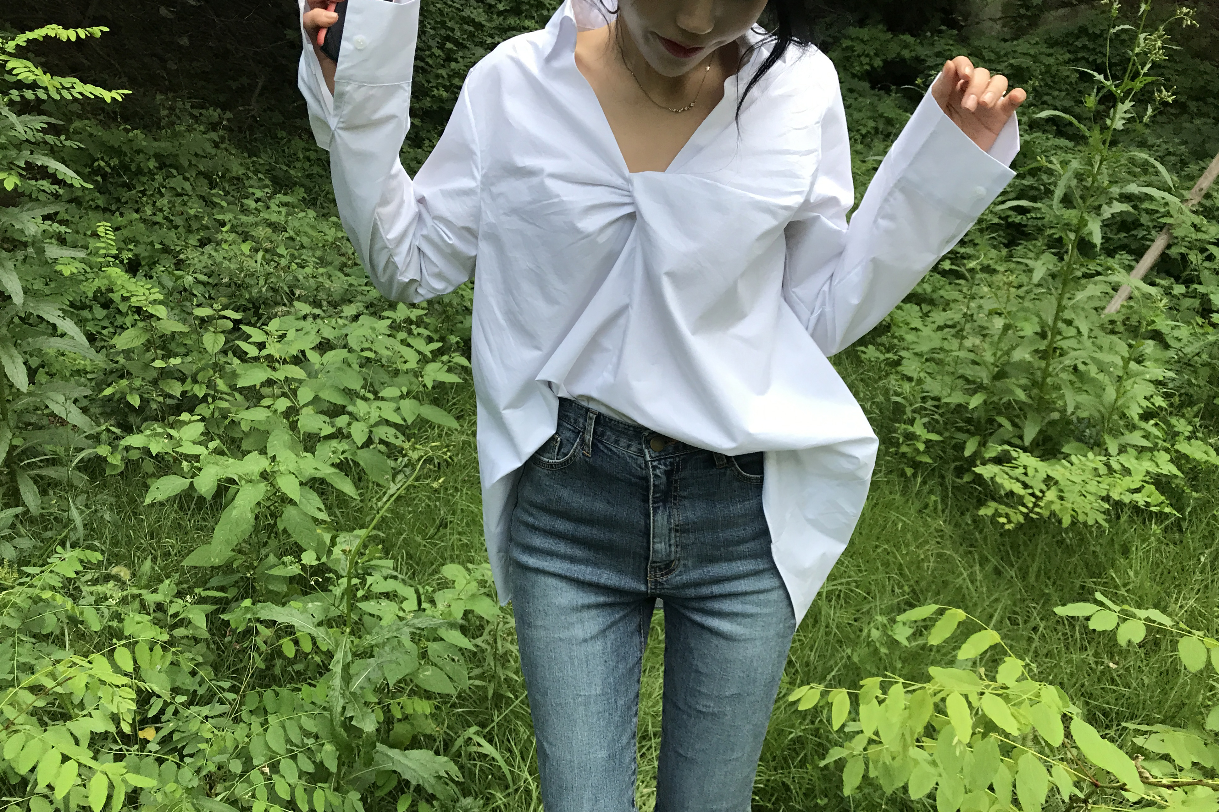 Between green twist shirt loose vivid year-end mee