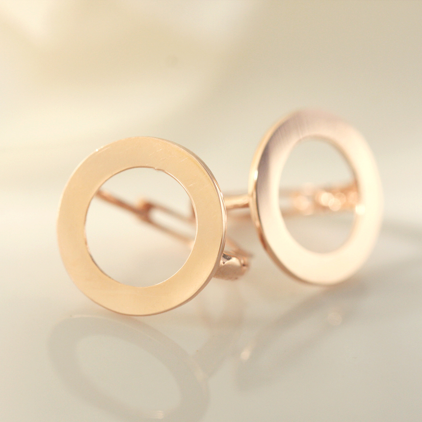 14k rose pink gold one-touch earrings Daily 20 Gir