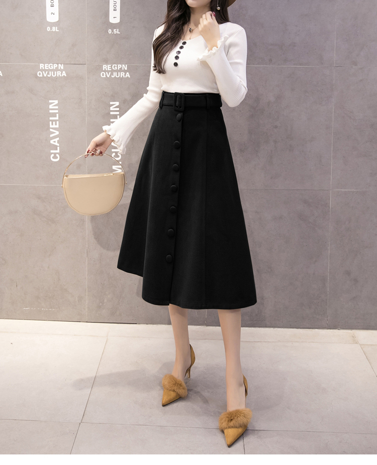 Women's wool long skirts A line skirts 30s Norm