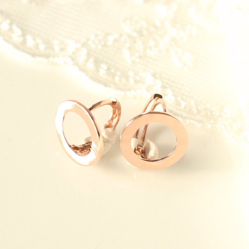 14k rose pink gold one-touch earrings Daily 20 Gir