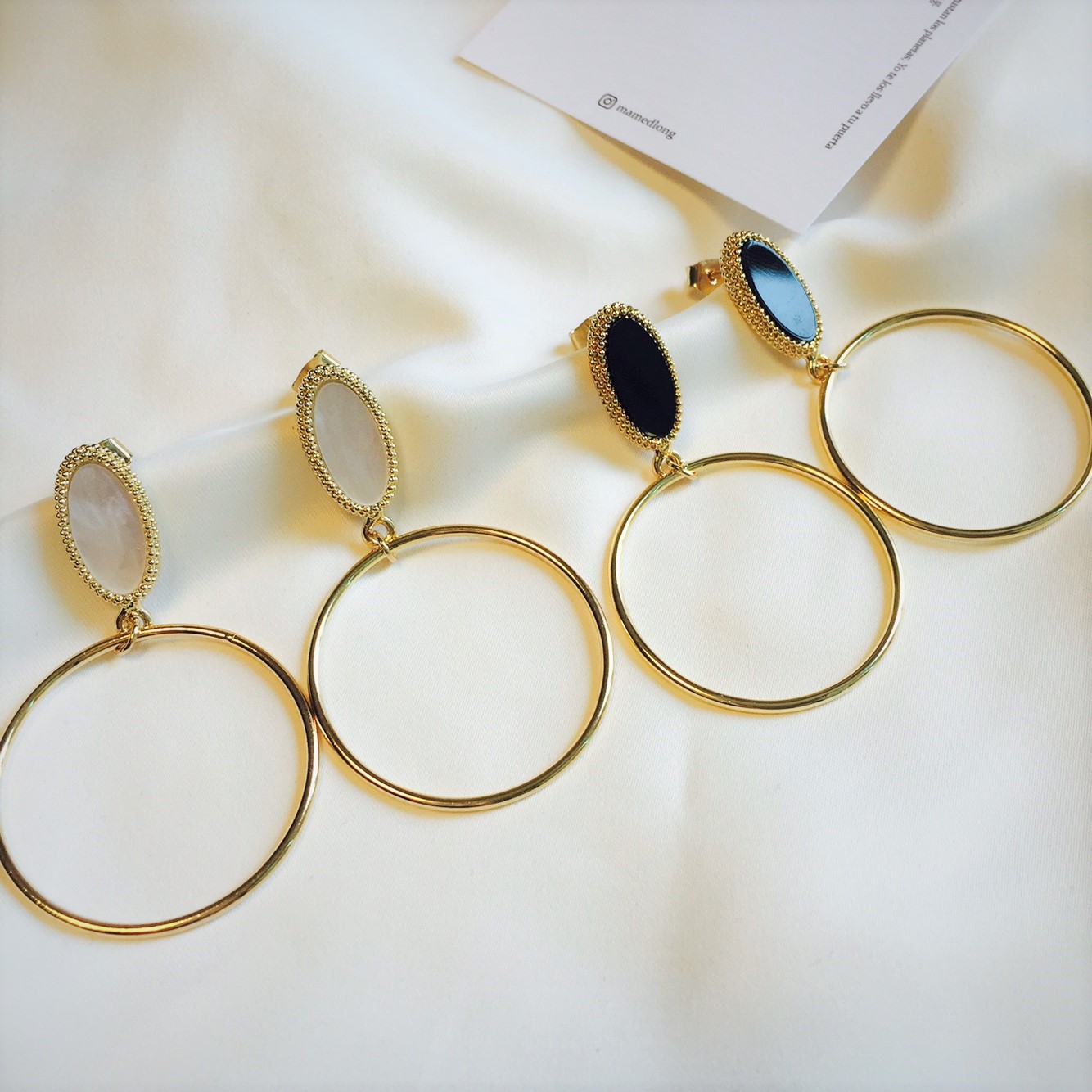 Black &amp White Round Ring Earrings 2color Beauti