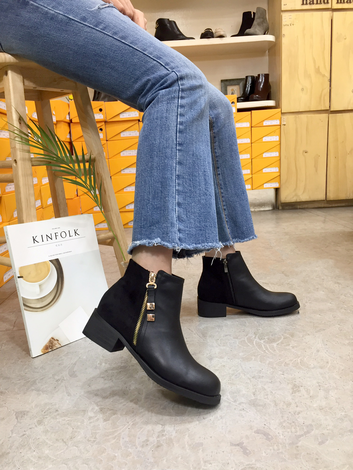 5cm Rats Suede Zipper Decorative Middle Tongue Ank