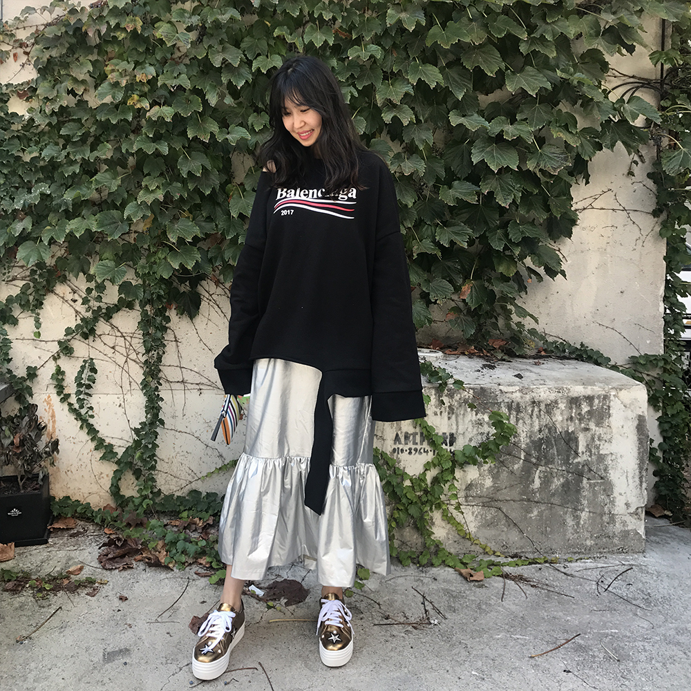 Long sleeve skirt with half-bending 30-piece women