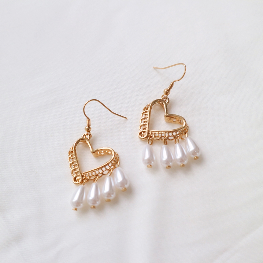 Antique Heart Pearl Earrings Drop 20 Recommended W