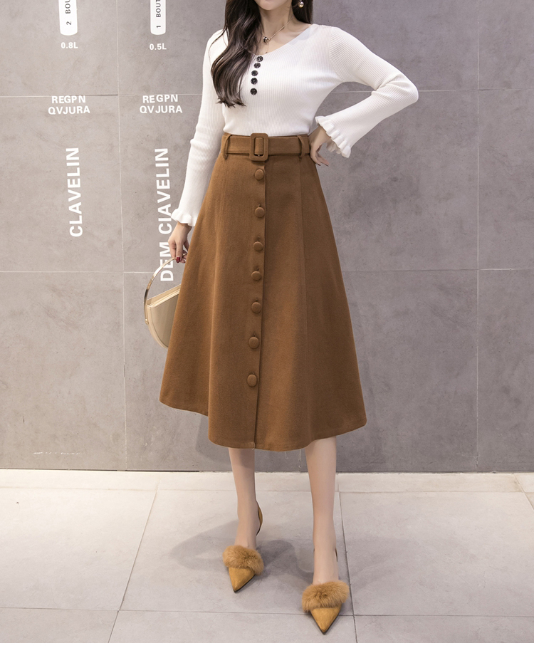 Women's wool long skirts A line skirts 30s Norm