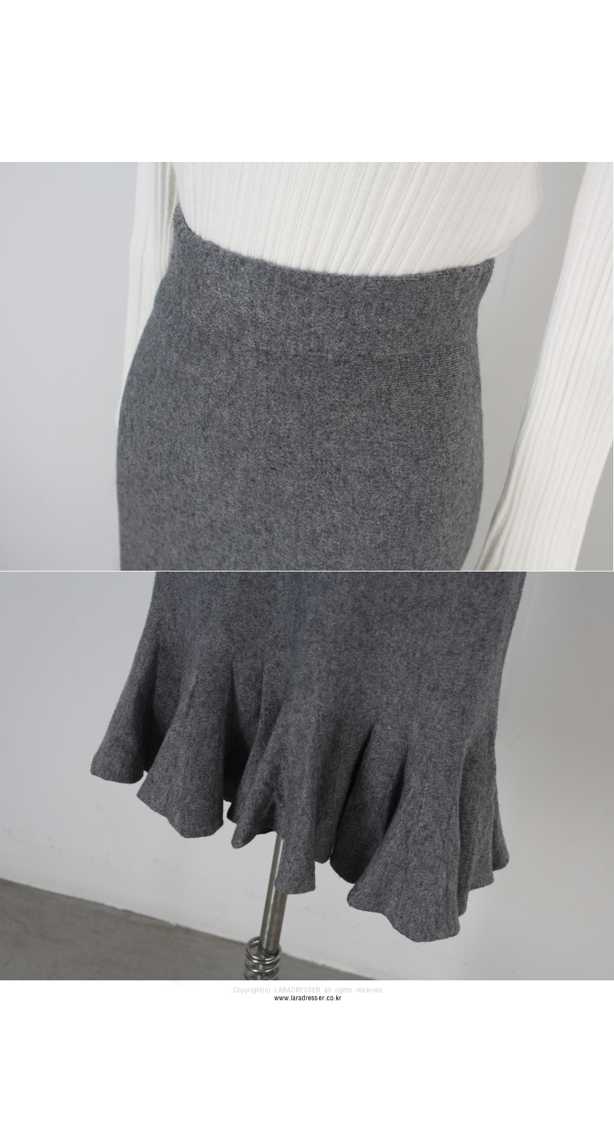 Pleated Bending Knit Skirt - Flare Long Gol Mermai