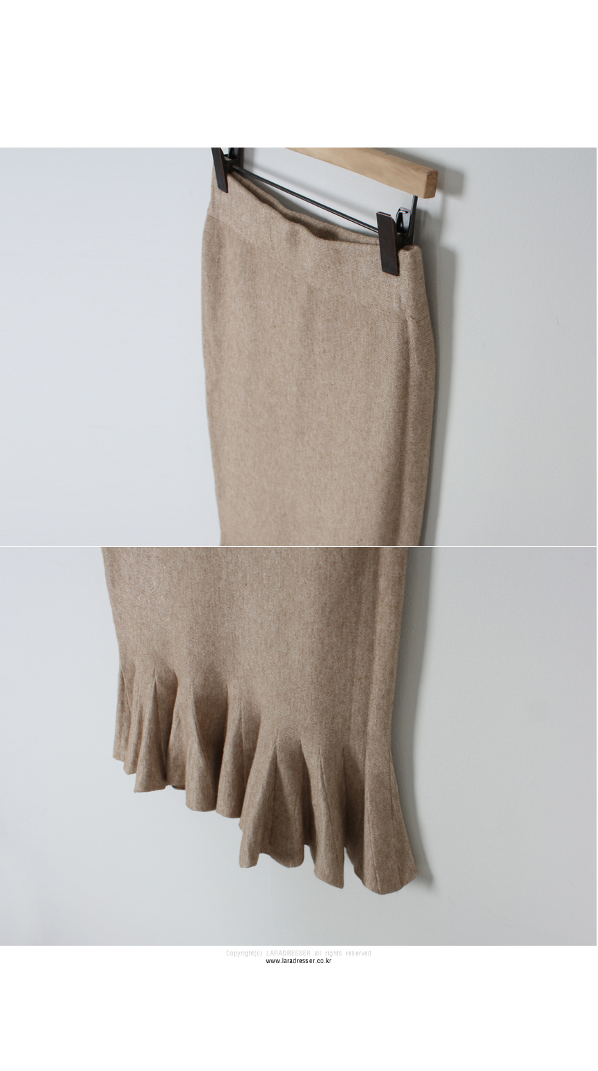 Pleated Bending Knit Skirt - Flare Long Gol Mermai