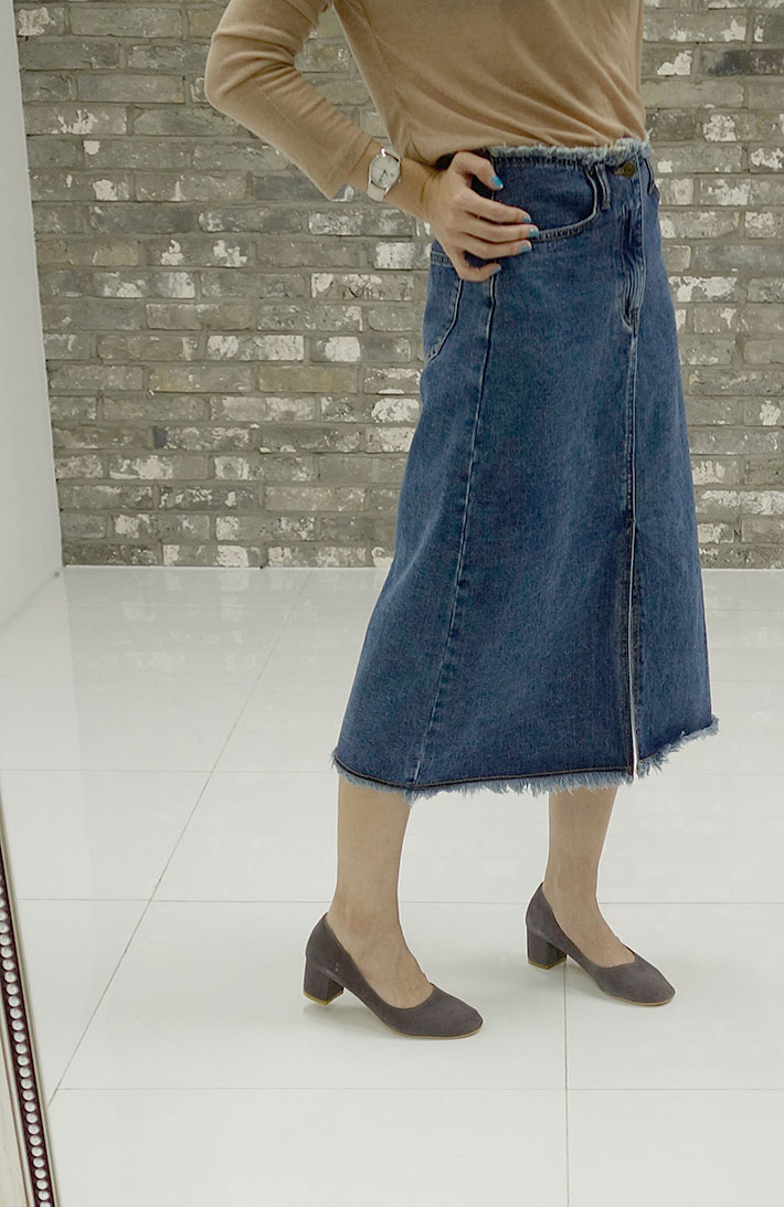 Vintage A-line denim long skirt tidy, stylish cute