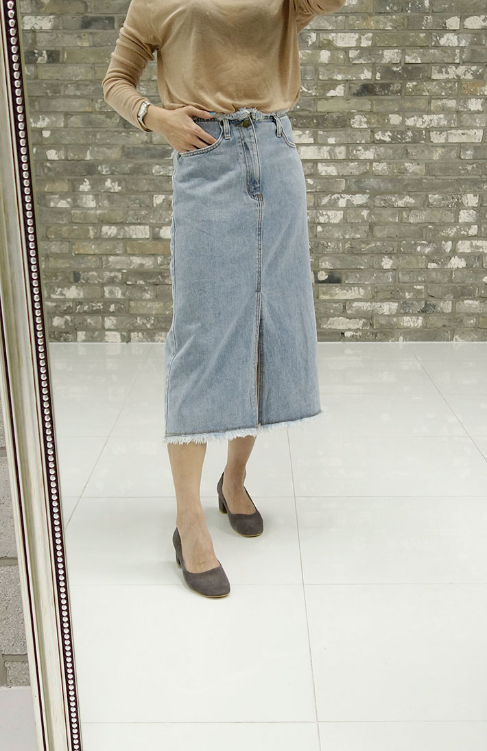 Vintage A-line denim long skirt tidy, stylish cute