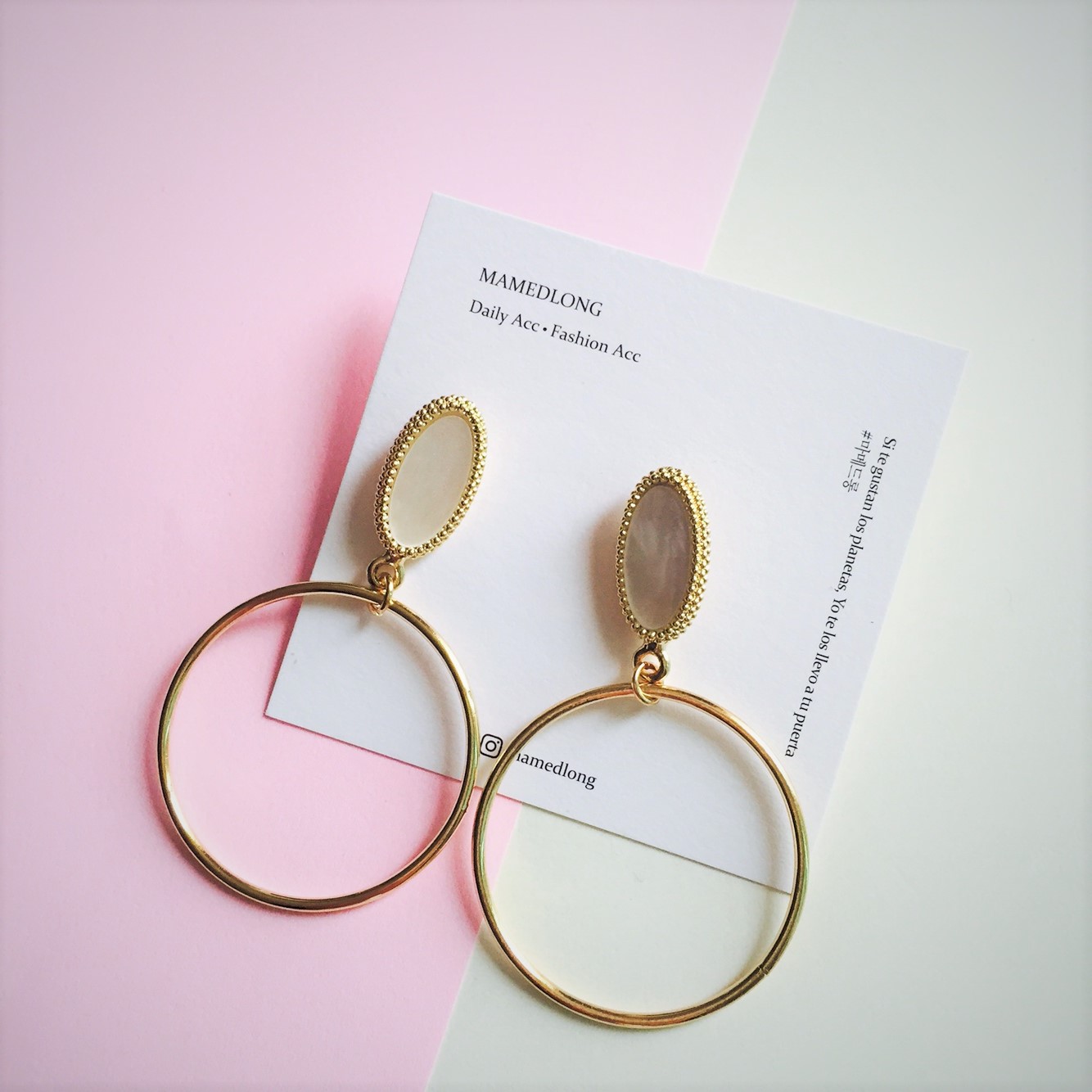 Black &amp White Round Ring Earrings 2color Beauti