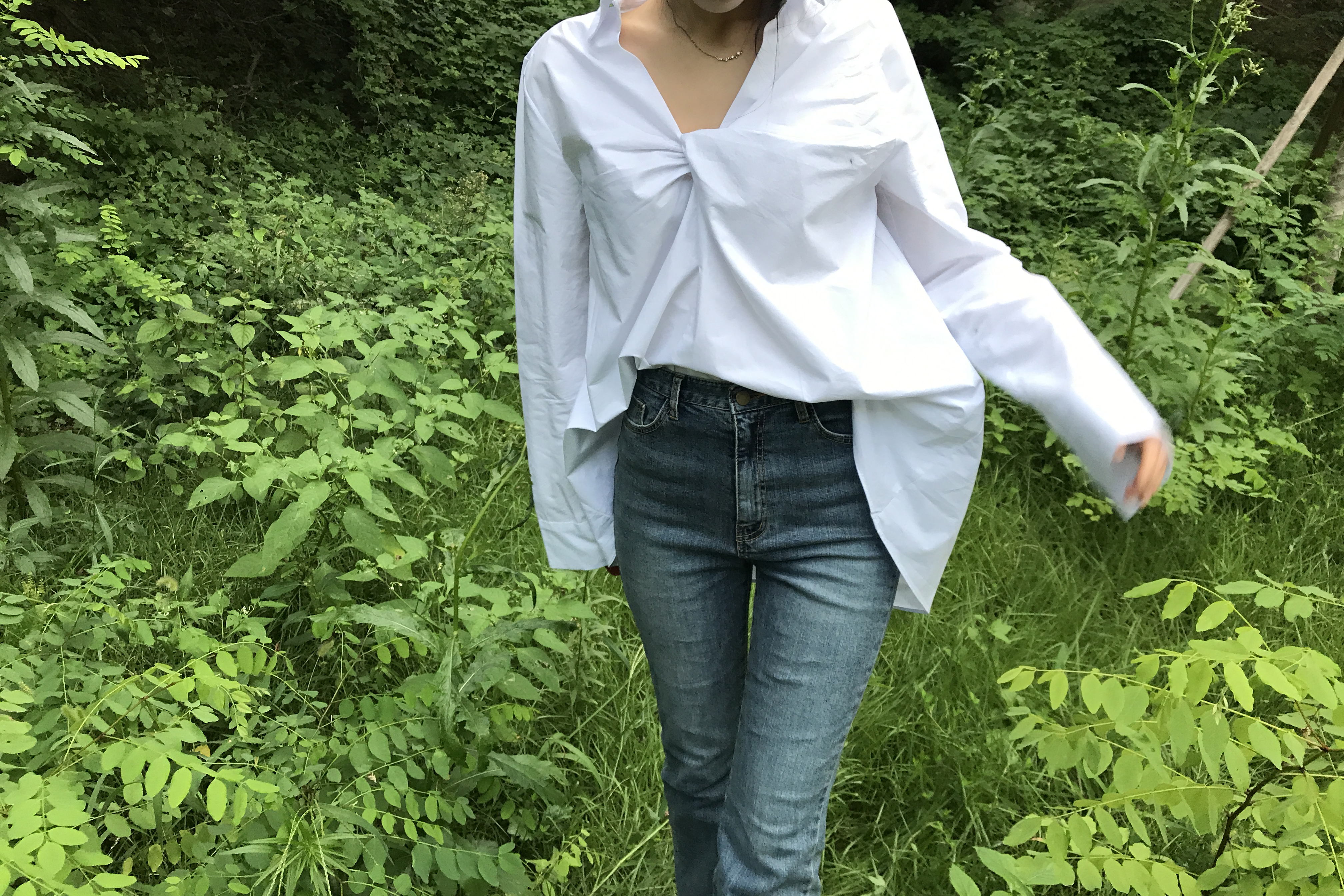 Between green twist shirt loose vivid year-end mee