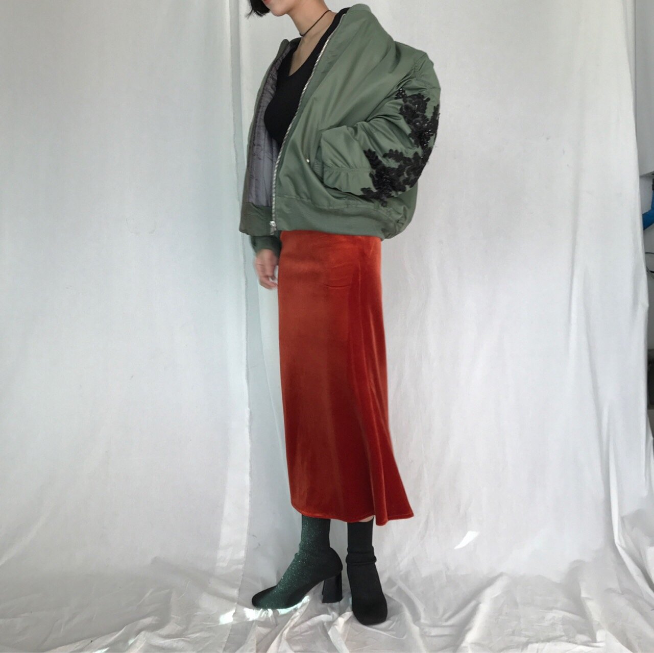 Verzin Velvet Velor Mermaid Long Skirt 4 color Tre