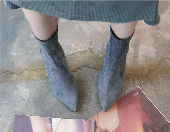 RN-7177 Color Suede Ankle Boots Slim, luxurious lo