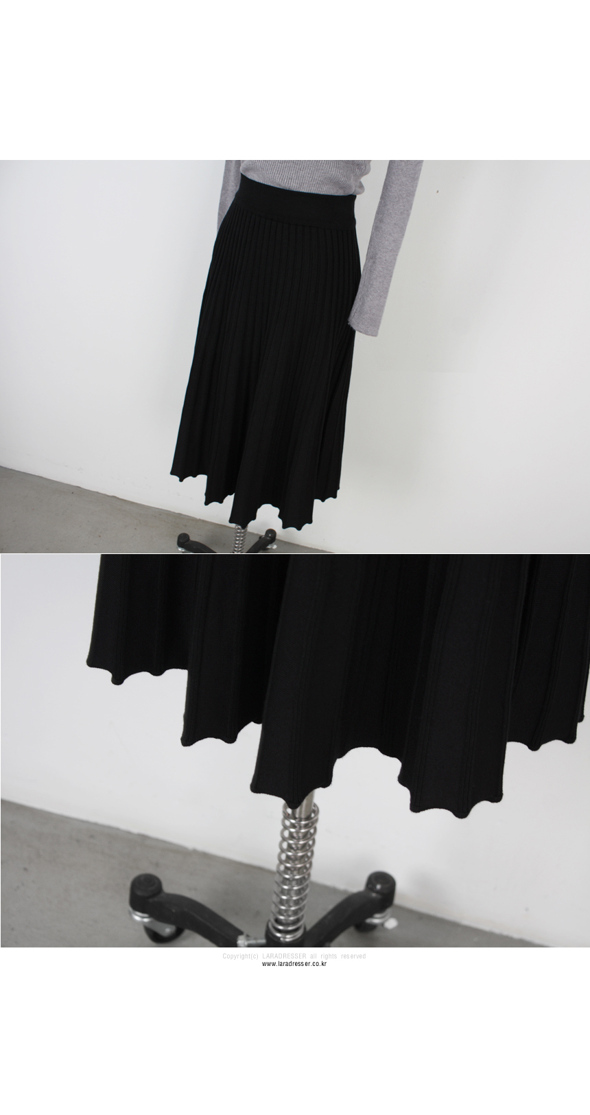 Pleated Bending Knit Skirt - Flare Long Gol Mermai