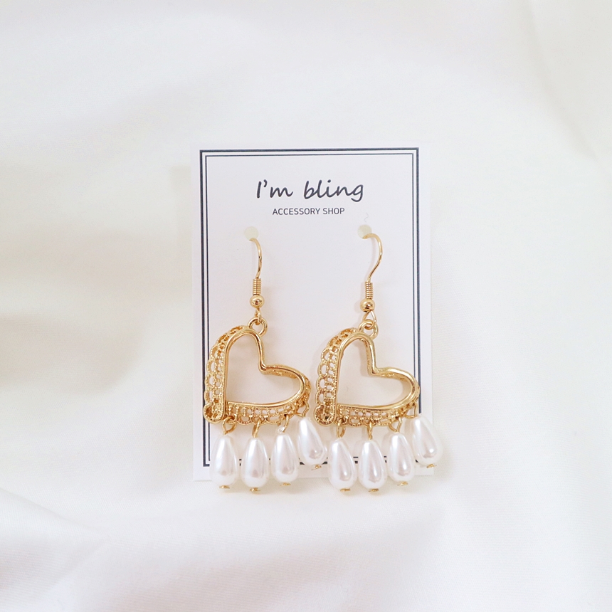 Antique Heart Pearl Earrings Drop 20 Recommended W