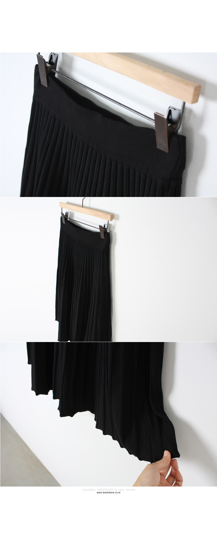 Pleated Bending Knit Skirt - Flare Long Gol Mermai