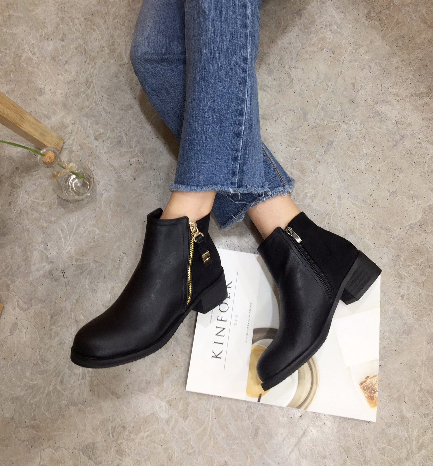 5cm Rats Suede Zipper Decorative Middle Tongue Ank